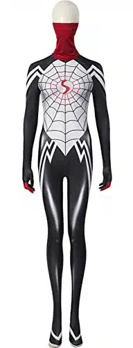 Jannoyra Cindy Moon Silk Cosplay Spider Women Jumpsuit Bodysuit Outfit Spider Bride Cindy Moon Halloween Catsuit Playsuit Uniform (X Small, Black)