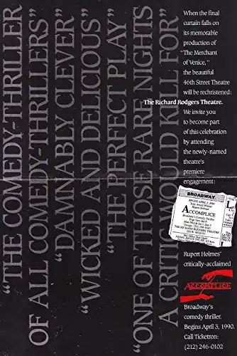 Jason Alexander ACCOMPLICE Michael McKean  Rupert Holmes Broadway Flyer