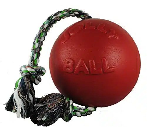 Jolly Pets Romp n Roll Rope and Ball Dog Toy, InchesLarge, Red (RD)