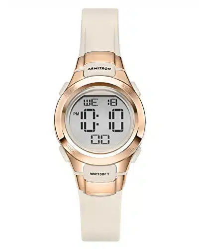 Armitron Sport Women's PBH Rose Gold Tone Accented Digital Chronograph Blush Pink Resin Strap Watch