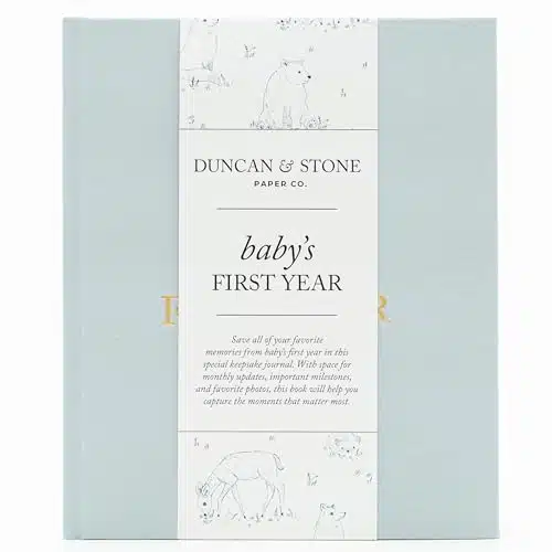 Baby First Year Book (Sky Blue, Pages) by Duncan & Stone   Memory & Milestone Baby's First Year Photo Album from Pregnancy to First Year  Newborn Baby Journal   Gifts for New 