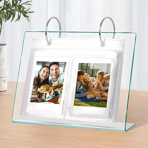 Desktop Small Photo Album, Pockets Acrylic Flip Mini Photo Book, Tabletop Picture Display suitable for xinch PolaroidFujifilm CamerasKpop PhotocardFlash Card