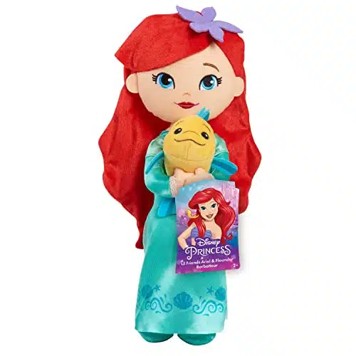 Disney Princess Lil' Friends Ariel & Flounder inch Plush Doll, Officially Licensed Kids Toys for Ages Up by Just Play