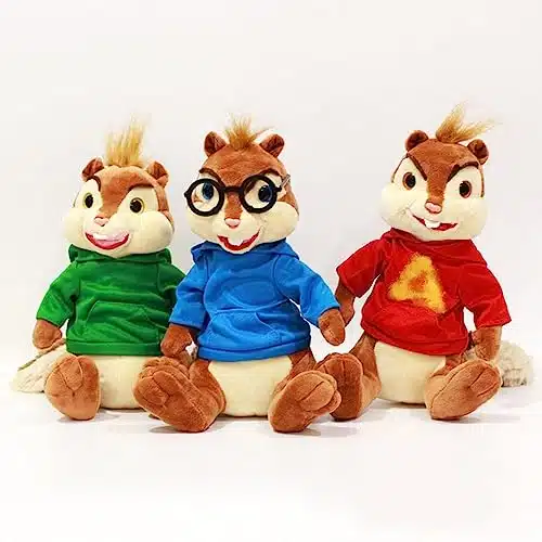 Hyanke Movie Toys Alvin and The Chipmunks Plush Dolls Cute Chipmunks Stuffed Toys Kids Gift,Alvin, Theodore&Simon Toys (pcs)