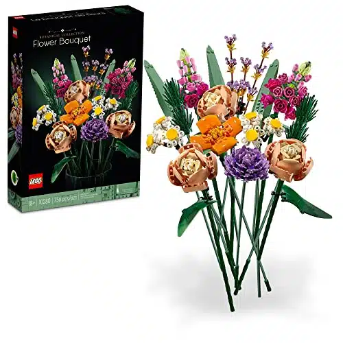 LEGO Icons Flower Bouquet Building Set   Artificial Flowers with Roses, Mother's Day Decoration, Botanical Collection and Table Art for Adults, Gift for Mother's Day,