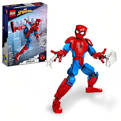 LEGO Marvel Spider Man Building Toy   Fully Articulated Action Figure, Superhero Movie Inspired Set with Web Elements, Gift for Grandchildren, Collectible Model for Boys, Girl