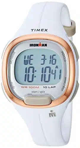 Timex Women's T Ironman Transit Mid Size WhiteRose Gold Tone Resin Strap Watch