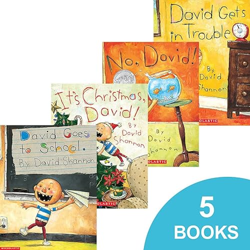 No, David! Book Set (No, David!, Grow Up David!, It's Christmas, David!, David Gets Into Trouble, and David Goes to School)